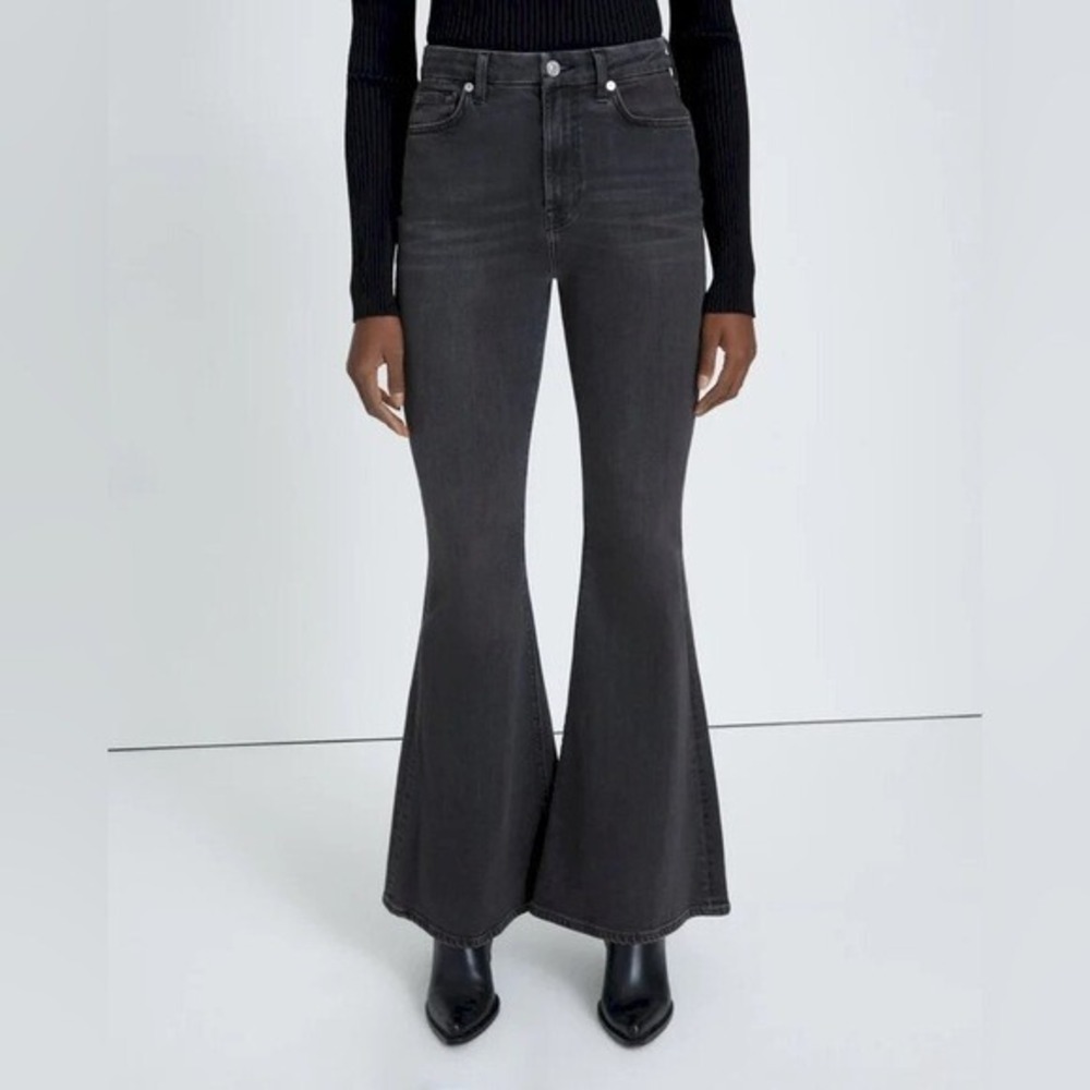 7 For All Mankind MegaFlare Jeans‎ Belle Wash Black Flare Size 27